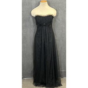 Lazaro Formal Women's Size 12 Black Tulle Side Boning Strapless Jewels Charity